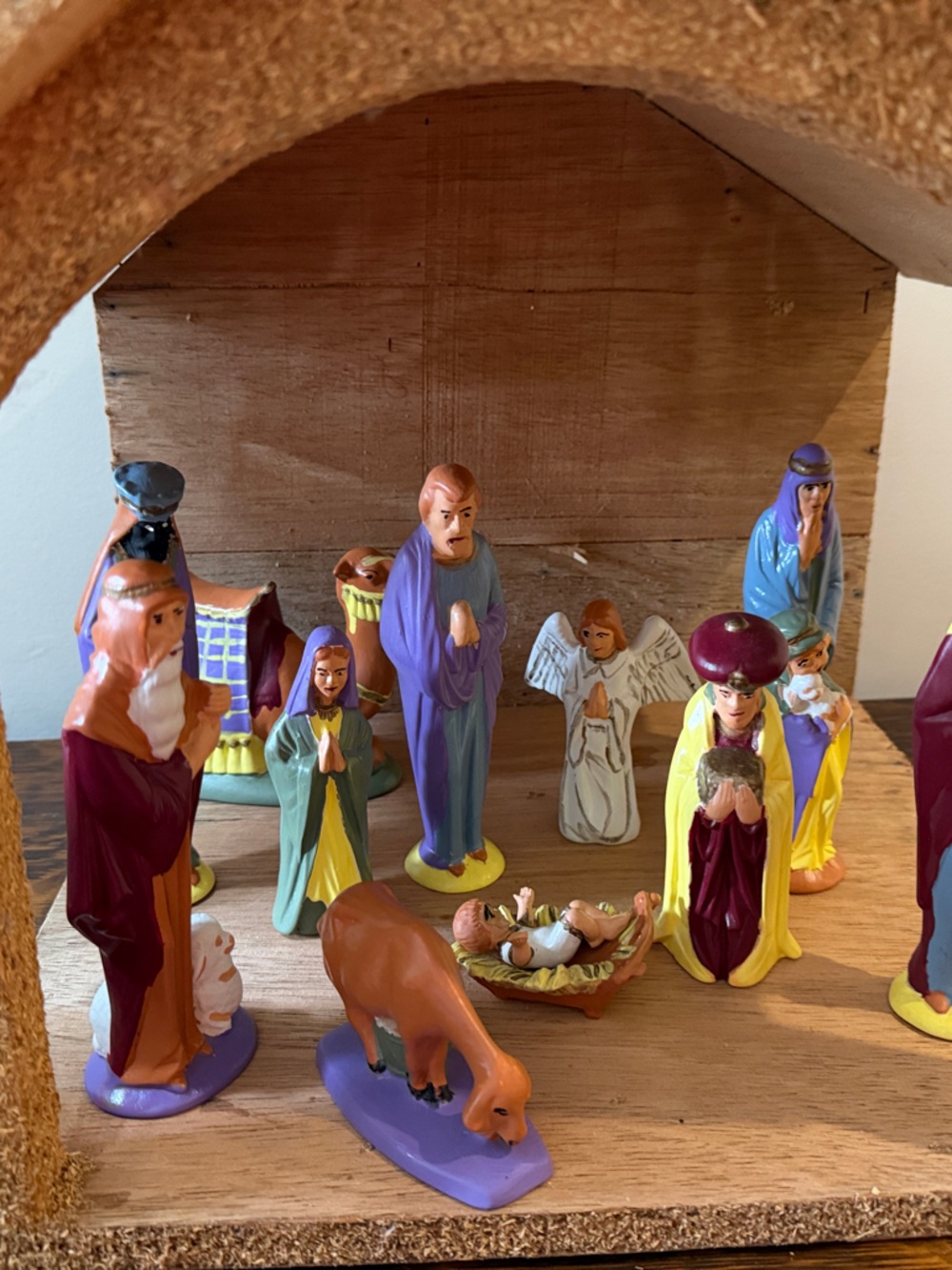 Hand-Painted Ceramic Nativity Set with Rustic Stable - Multi-Color - Picture 3 of 16
